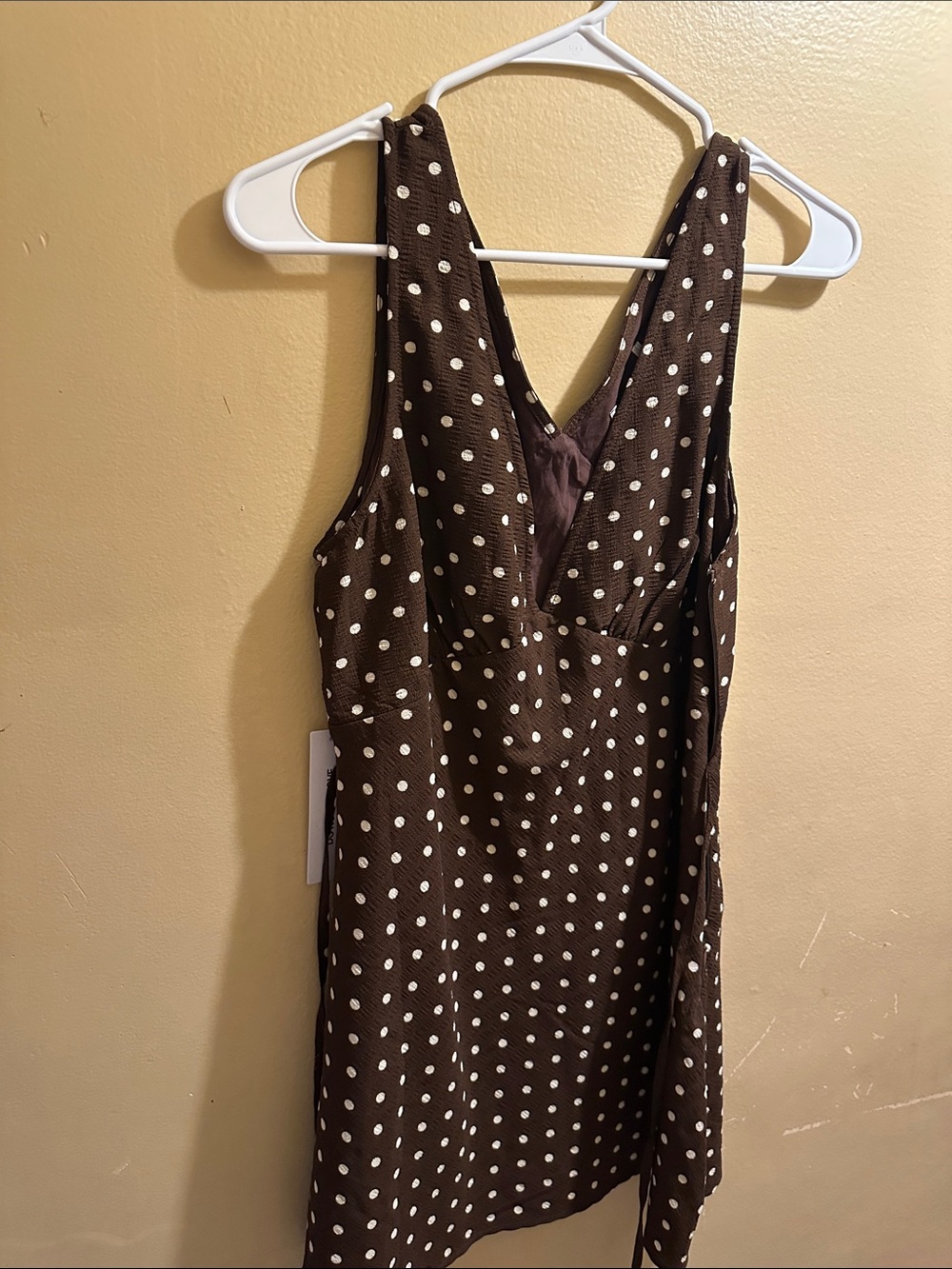 Princess Polly Brown Polka Dot V-Neck Mini Dress
